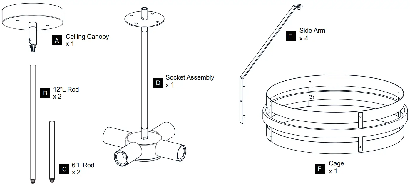 QUOIZEL GDN2820BN 20 Inch Gadsen 4 Light Brushed Nickel Pendant Ceiling Light - FIG 2