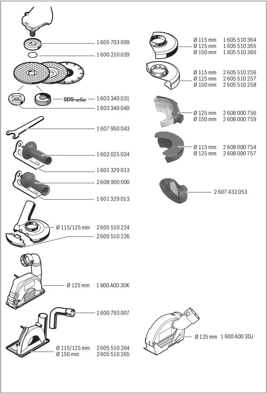 BOSCH GWS 14-125 Angle Grinder table 1
