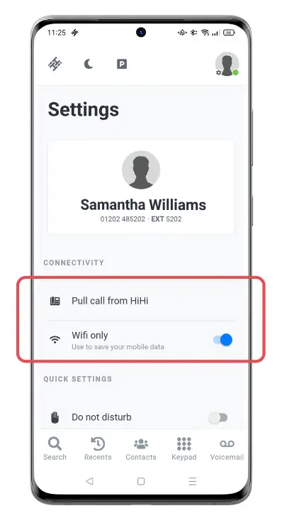 Apps HiHi Connect 2 App User - settings