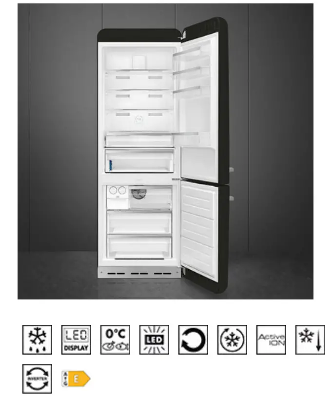 smeg FAB38RBL5AU Freestanding Bottom Mount Refrigerator