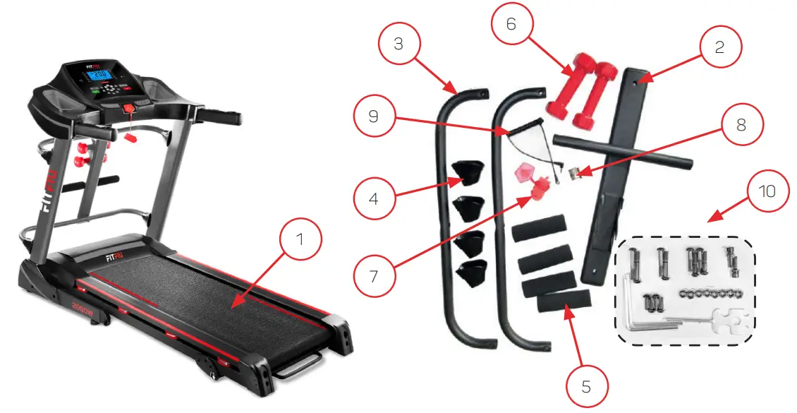 FITFIU MC 400 Treadmill - BOX CONTENTS
