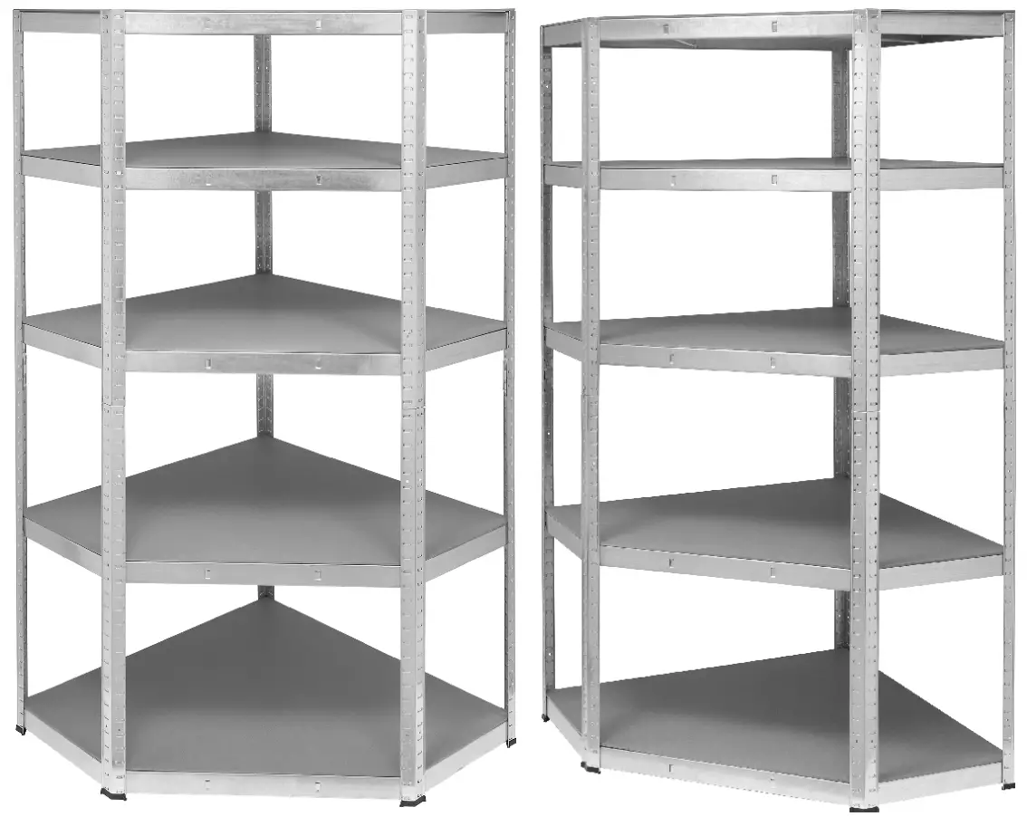 BASETech 1750kg Adjustable Corner Shelf Unit Assembly options