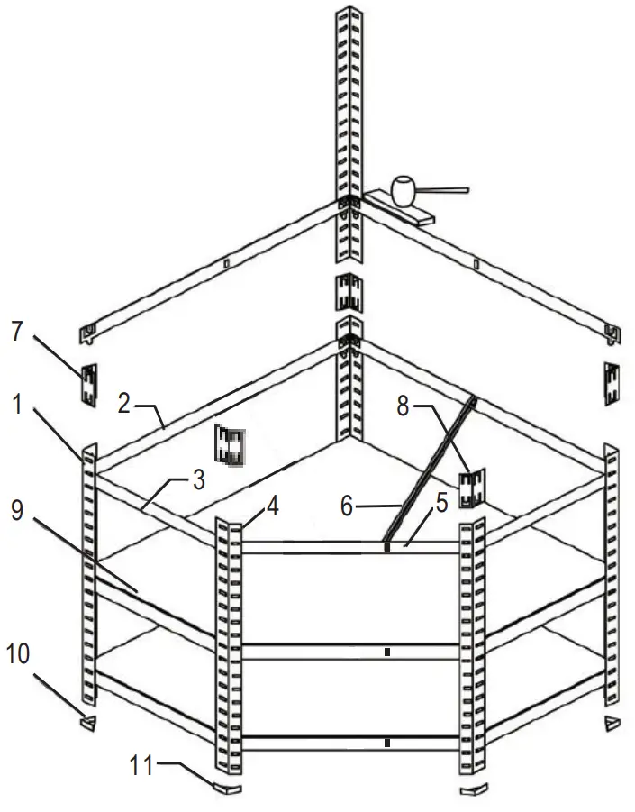 BASETech 1750kg Adjustable Corner Shelf Unit Assembly