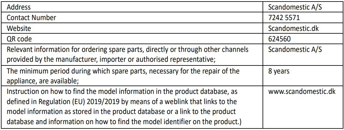 SCANCOOL SC 51 BE 1 Door Beverage Cooler User Manual - Aftersales service station list