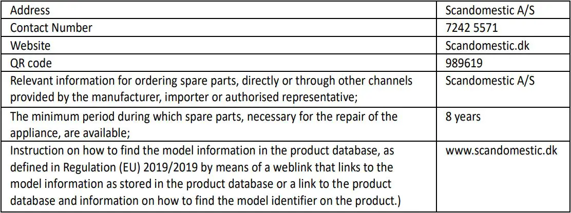 SCANCOOL SC 51 BE 1 Door Beverage Cooler User Manual - Aftersales service station list