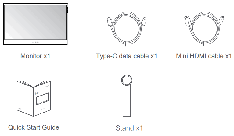 INNOCN 13K1F 13.3 Inch OLED Portable Monitor - Packaging List