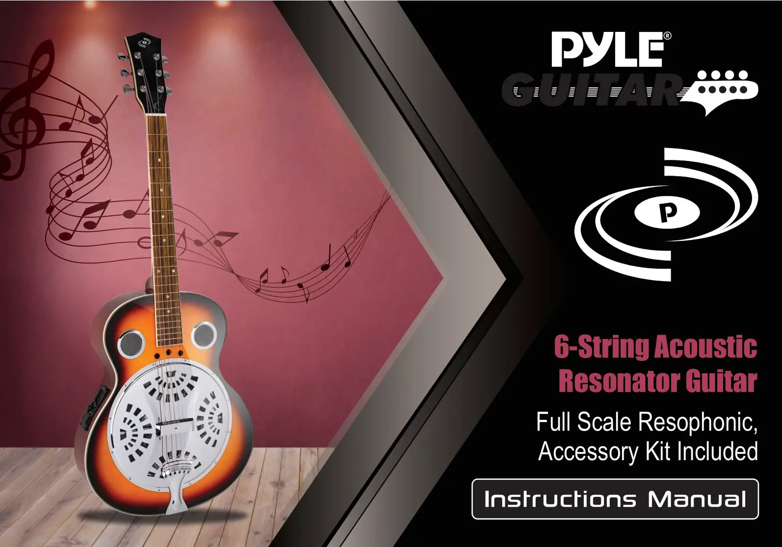 PYLE GUITAR PGA500BR 6-String Acoustic Resonator Guitar Instruction Manual