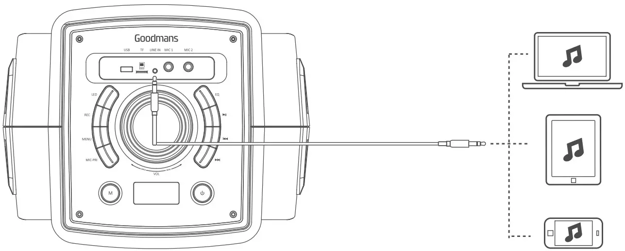 Goodmans 360058 High Power Bass Wireless Party Speaker - CONNECT YOUR PARTY SPEAKER