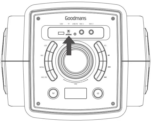 Goodmans 360058 High Power Bass Wireless Party Speaker - USING THE USB