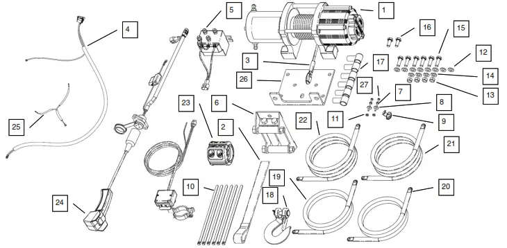 KOLPIN OUTDOORS 25-9605 Polaris Ranger 6000 lb Synthetic Rope Winch - 16