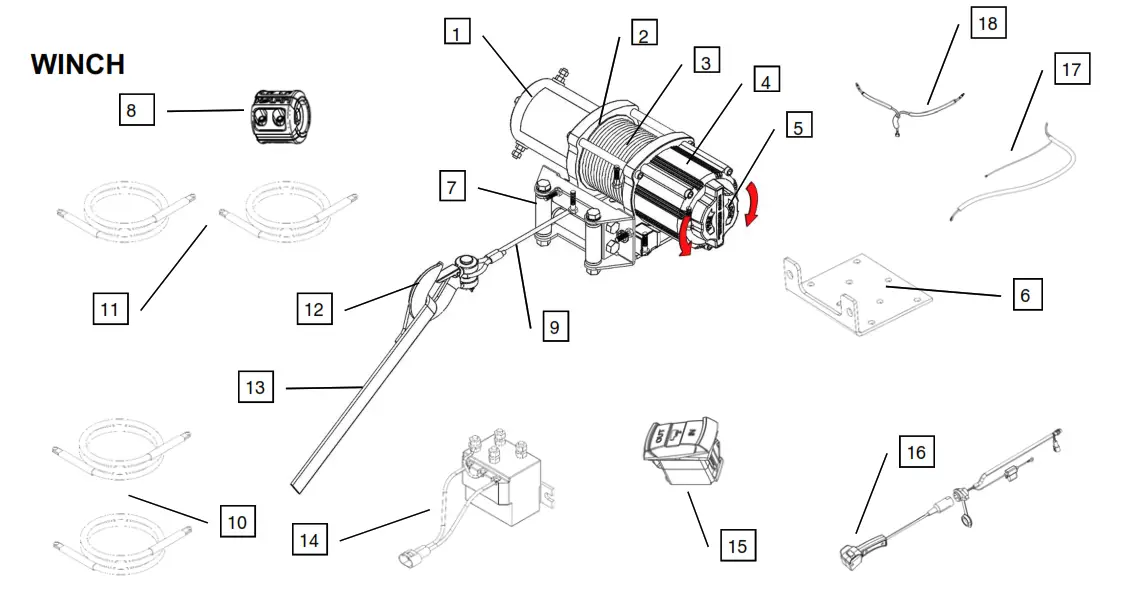 KOLPIN OUTDOORS 25-9605 Polaris Ranger 6000 lb Synthetic Rope Winch - 2