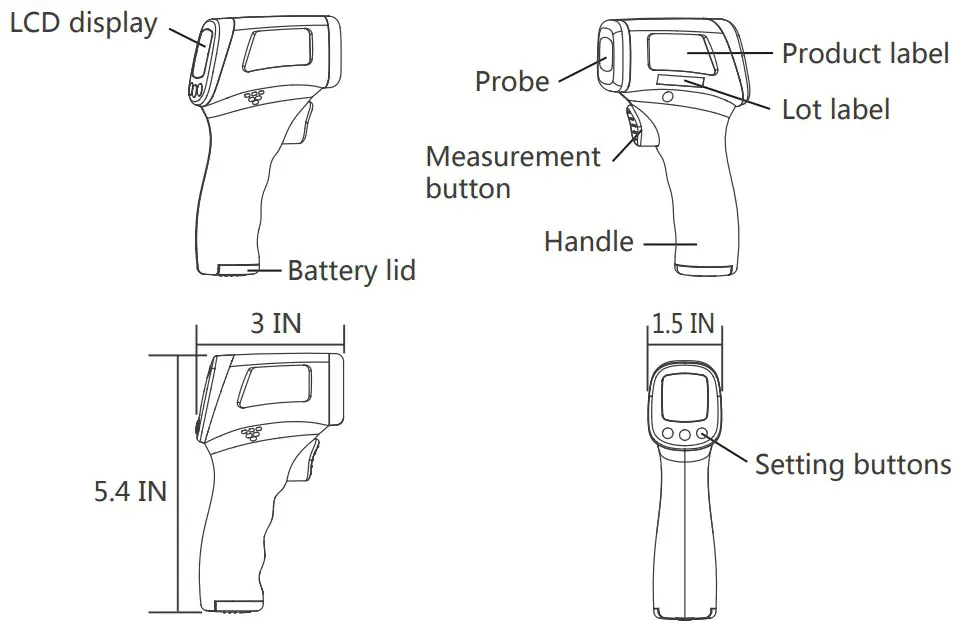 eZthings HW-F7 Non-Contact Forehead Thermometer - Illustration