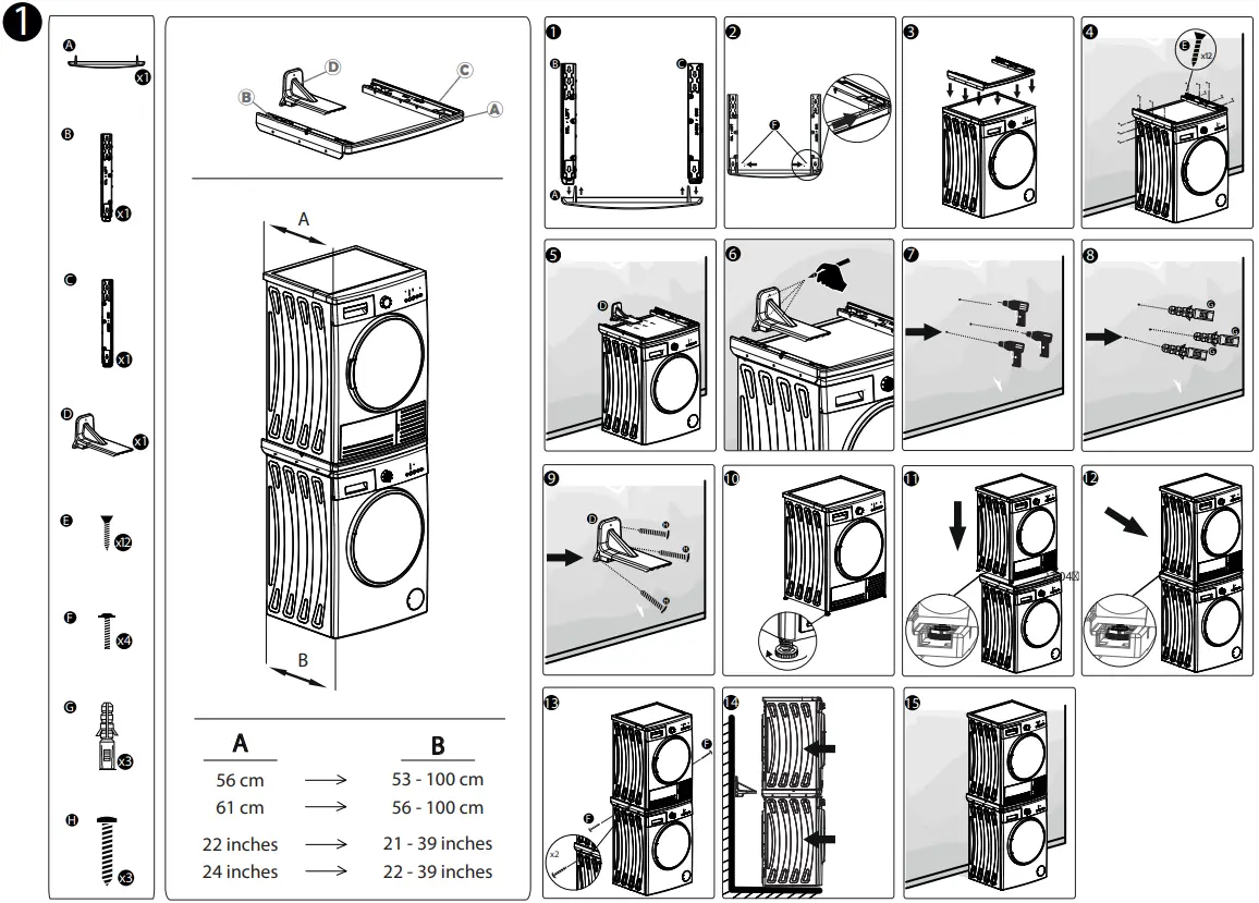 Avanti FLW22V0W White Laundry Stacking Kit - Discription