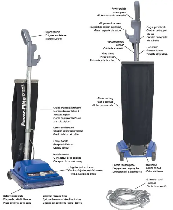 Powr-Flite PF712VC Commercial Upright Vacuum READ ALL INSTRUCTIONS BEFORE USING THIS VACUUM CLEANER
