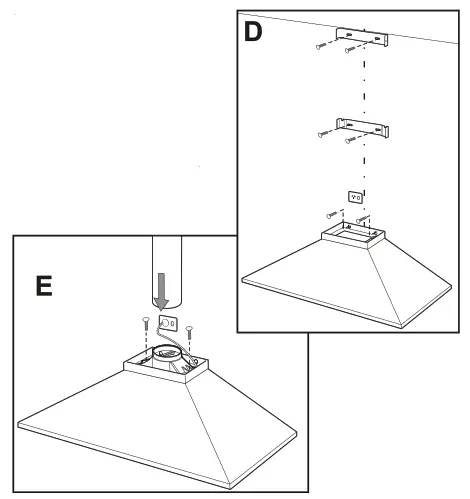 CHEF CRC612SB 60cm Canopy Rangehoods - Recommended installation sequence