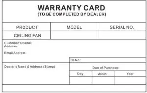 Warranty Card
