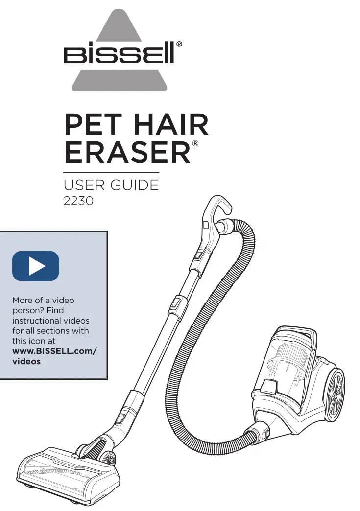 Bissell 2230 Pet Hair Eraser User Guide