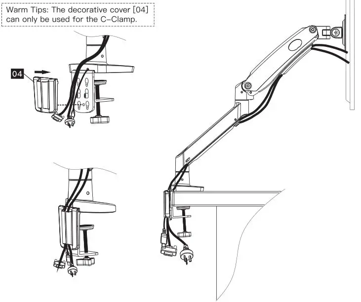HUANUO Monitor Desk Mount - Attach the decorative cover
