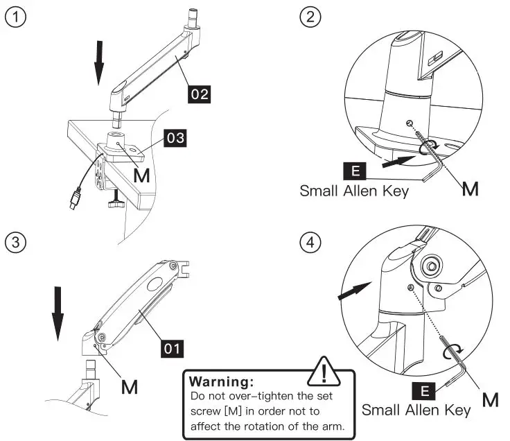 HUANUO Monitor Desk Mount - Install the Arms