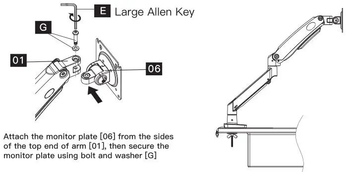 HUANUO Monitor Desk Mount - Install the Monitor Plate