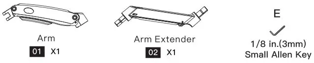 HUANUO Monitor Desk Mount - Supplied Parts and Hardware for Step 2
