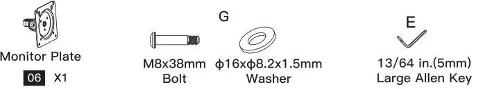 HUANUO Monitor Desk Mount - Supplied Parts and Hardware for Step 3