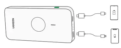 UGREEN PB195 Magnetic Wireless Power Bank 10000 mAh - Wired Charging