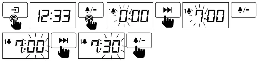 i box WJ 288APP Dusk Radio Alarm Clock with Wireless Charging- Alarm time setting