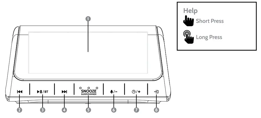 i box WJ 288APP Dusk Radio Alarm Clock with Wireless Charging- Front view