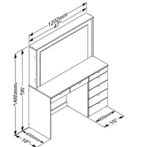 boahaus 1609 Dressing Table with Mirror fig 2