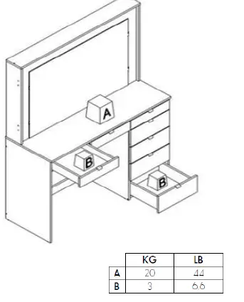 boahaus 1609 Dressing Table with Mirror fig 3