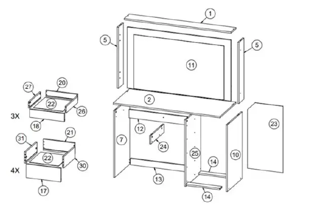 boahaus 1609 Dressing Table with Mirror fig 6