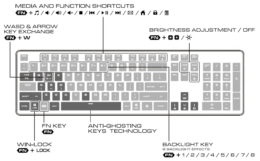 MEDIA AND FUNCTION SHORTCUTS