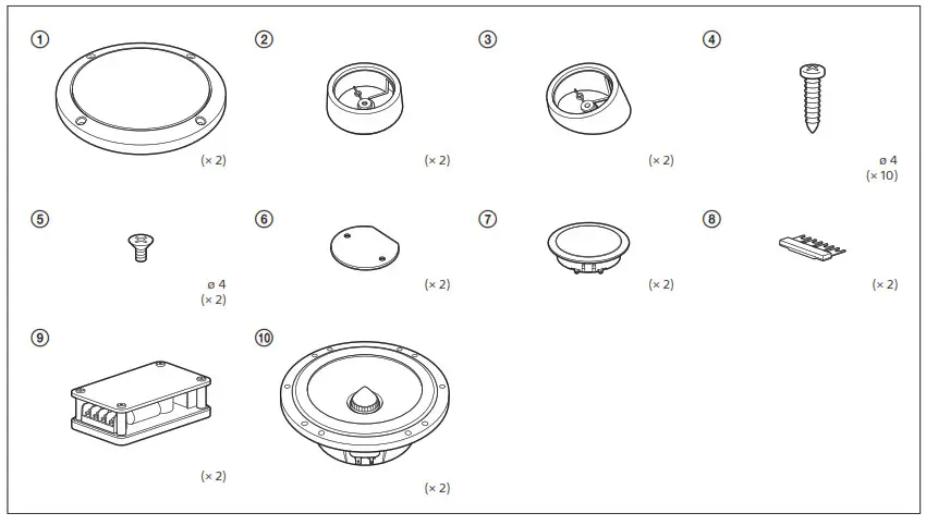 SONY XS-XB1621C 2-Way Component Speaker System- Parts list