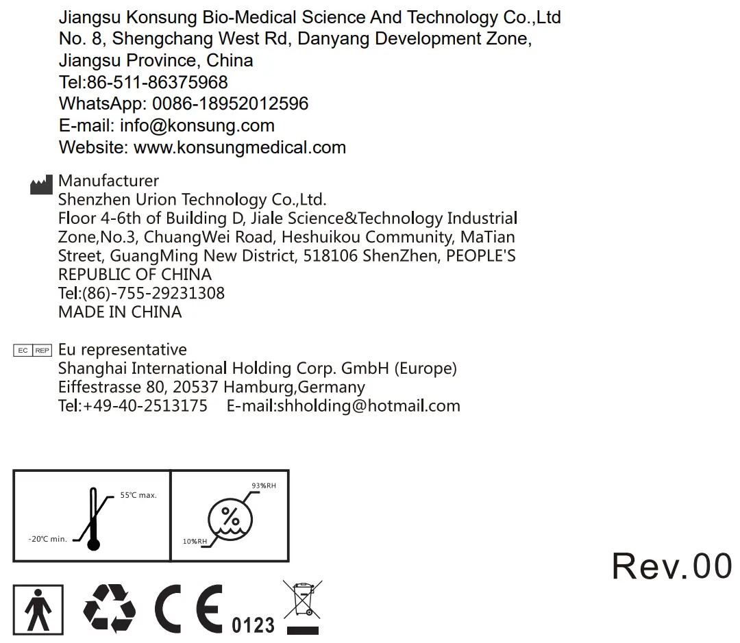 Smilecare U81RH Upper Arm Electronic Blood Pressure Monitor Instruction Manual - Address