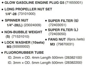 FIG10 O.S. GENUINE PARTS & ACCESSORIES