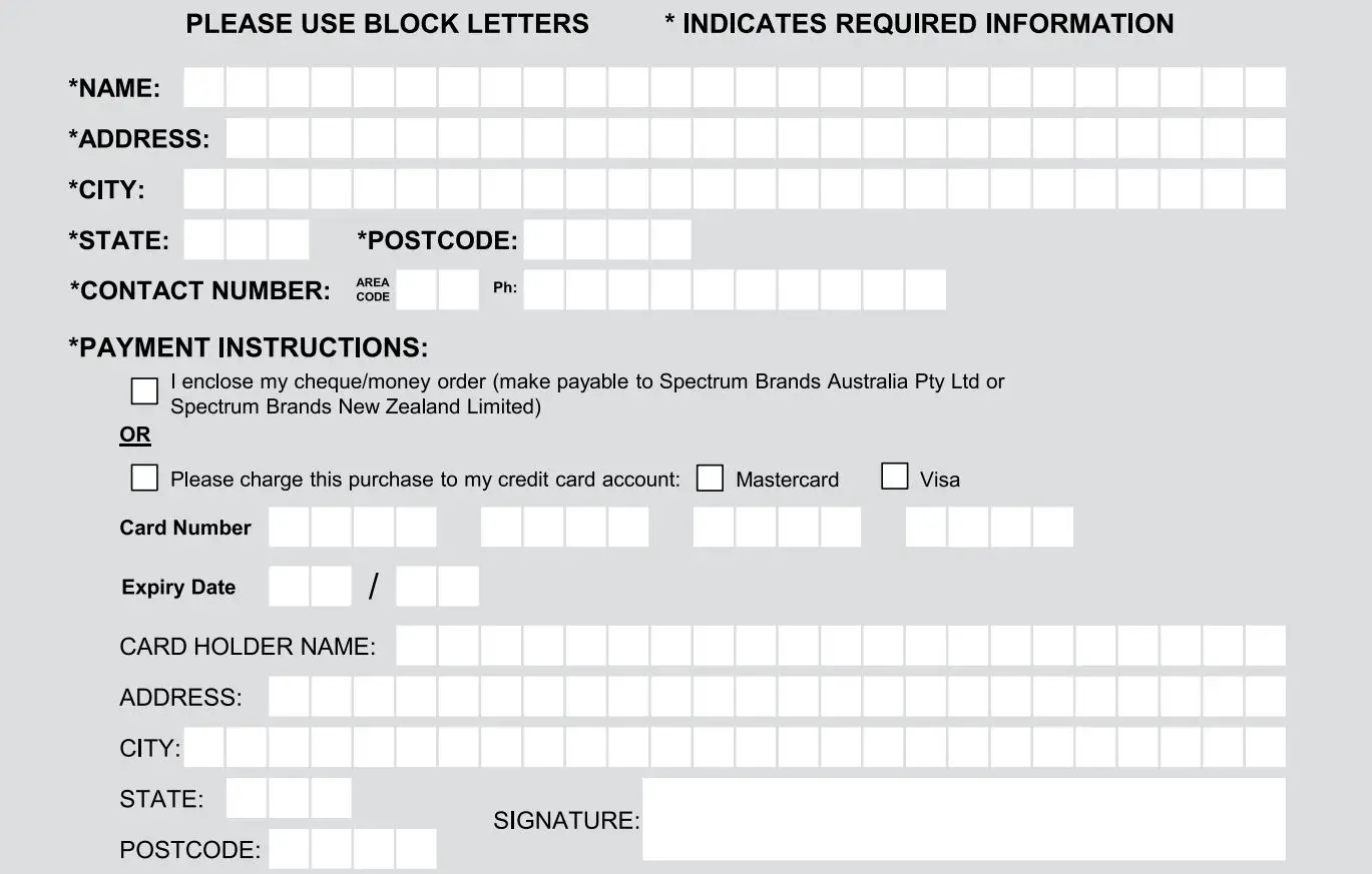 REMINGTON Vac Trim Beard Trimmer User Manual - Address and payment form