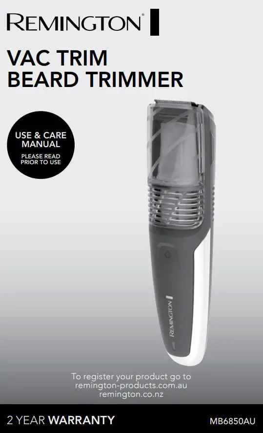 REMINGTON Vac Trim Beard Trimmer User Manual