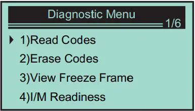 VXDAS Automobile OBD Diagnostic Instrument User Manual - diagnostic menu