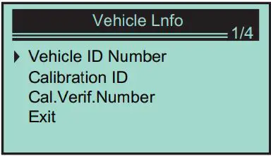 VXDAS Automobile OBD Diagnostic Instrument User Manual - vehicle information menu