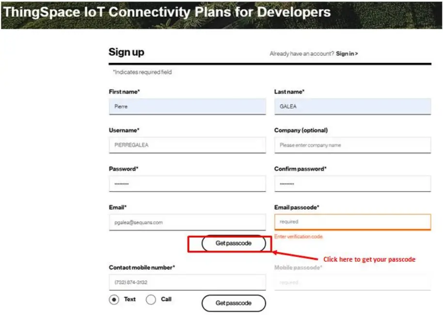 Verizon SIM sign-up procedure