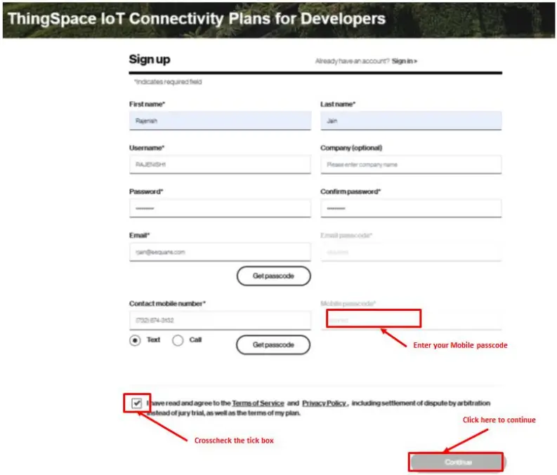 Verizon SIM sign-up procedure