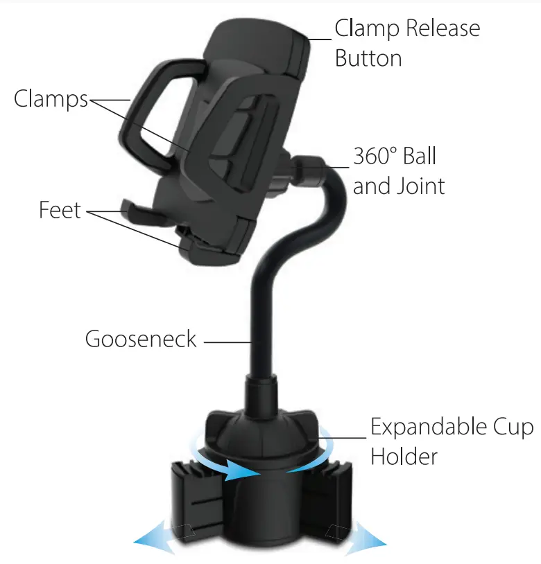 Bluestone-MC19-Car-Mount-with-Gooseneck-Arm-fig-1