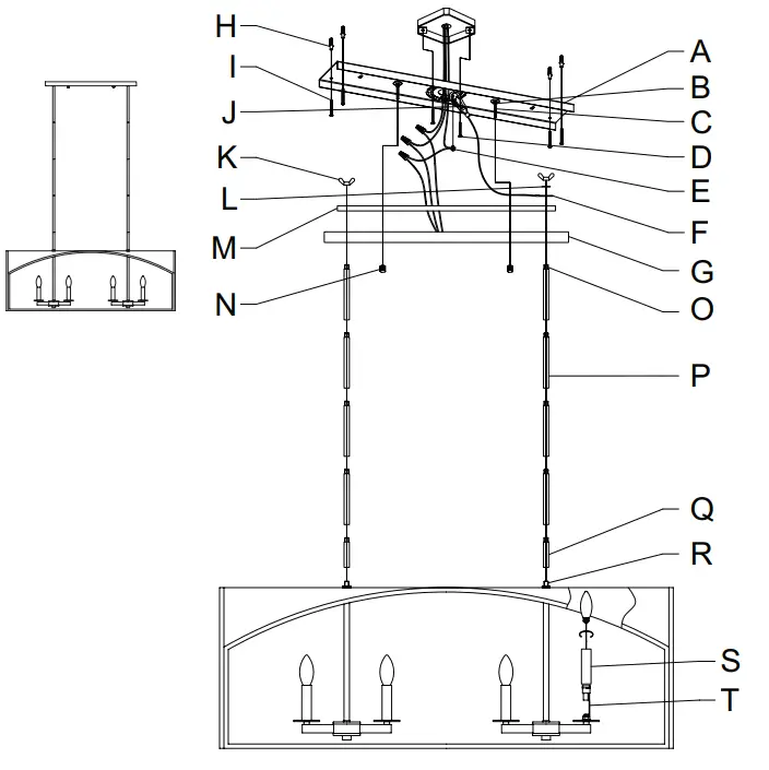 Hunter 19731 Dukestown Eight Light Pendant