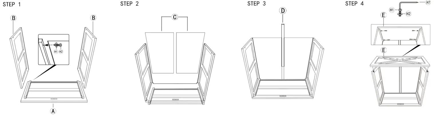 Art Leon SB006 Rustic Natural Wood Buffet Cabinet - step1