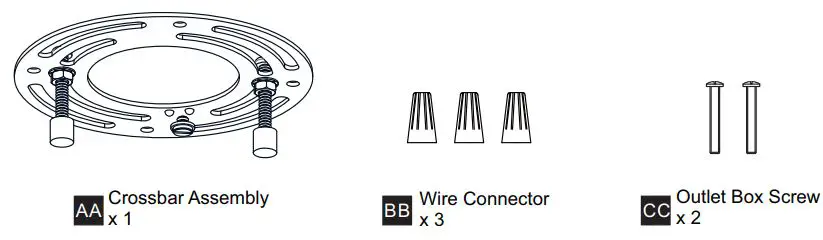 QUOIZEL QSF5600MBK 4-Light Matte Black Semi-Flush Mount Installation Guide - MOUNTING HARDWARE