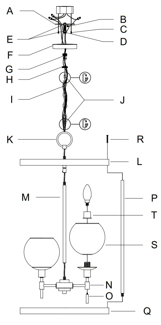 Hunter 19752 Xidane 3 Light 15 inch Alturas Gold Foyer Pendant Ceiling Light - fig