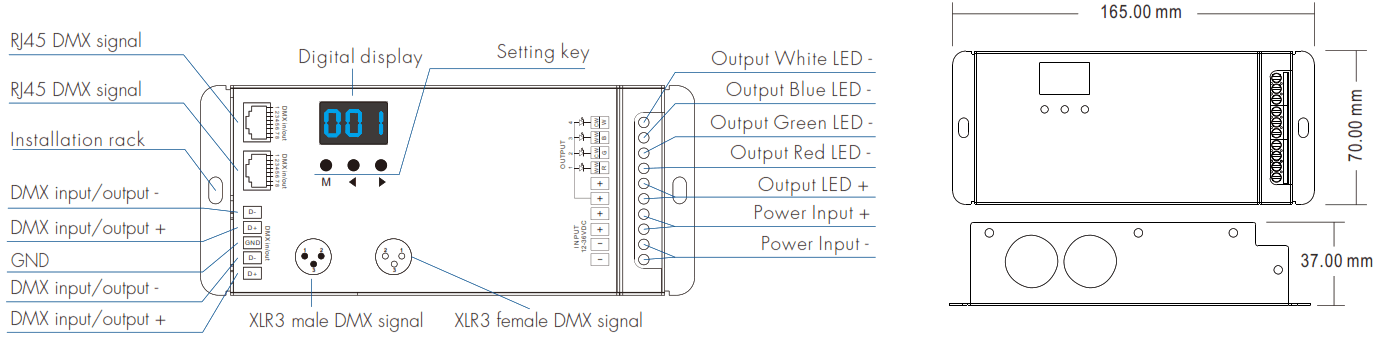SKYDANCE D4 XE 4 Channel Constant Voltage DMX512 &amp RDM Decoder - fig