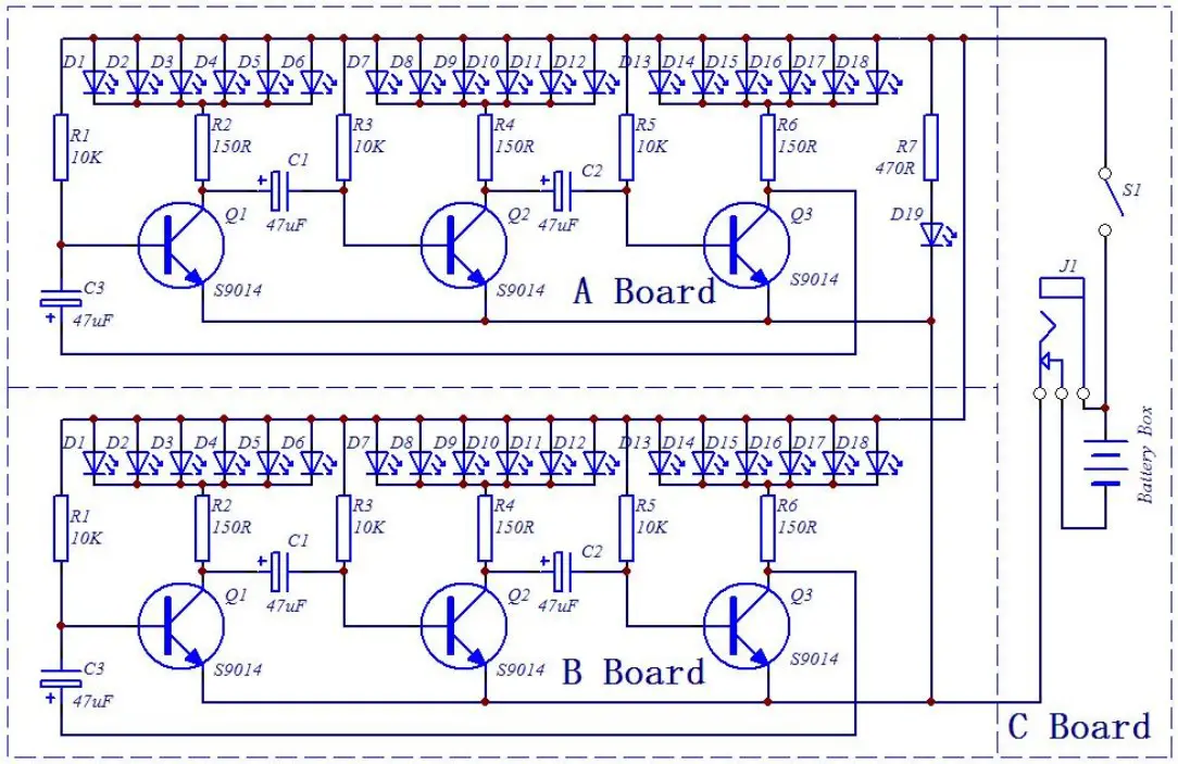 Albero CTR 30C RGB LED Auto Flashing Christmas Tree DIY Kit - Schematic