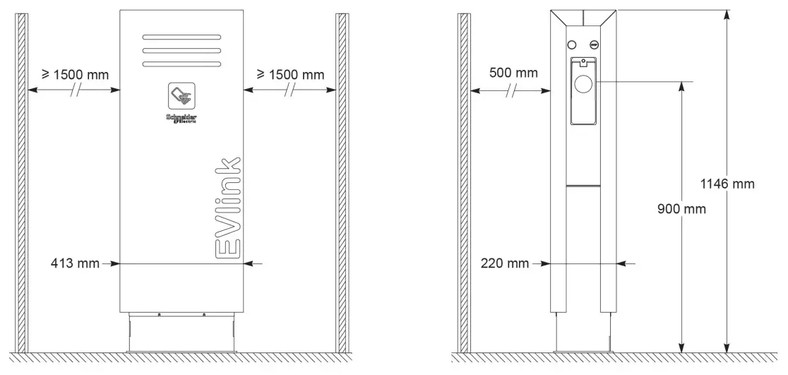 Schneider Electric EVF2S22P44 Evlink PARKING Floor Standing 22KW 2xt2 With Shutter - fig 2